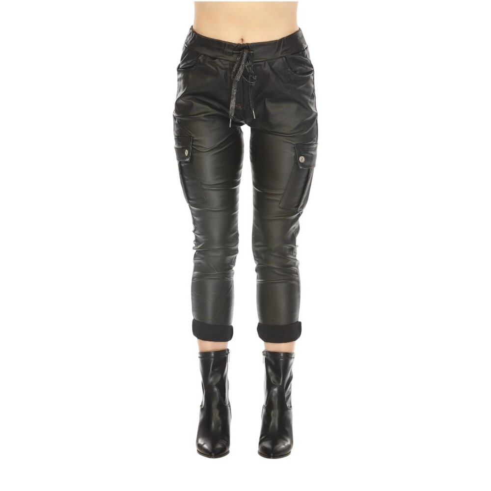 Black flux leather stretchable Pant